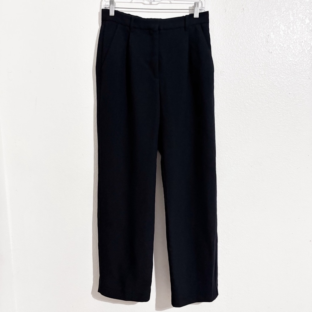 Abercrombie & Fitch Tailored Relaxed High Rise Straight‎ Leg Trouser Pant Black